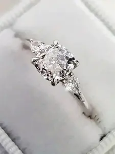 1 PC Gorgeous Cubic Zirconia Solitaire Ring For Women For Wedding Engagement Anniversary Party Band Jewelry Valentine's Day Gift