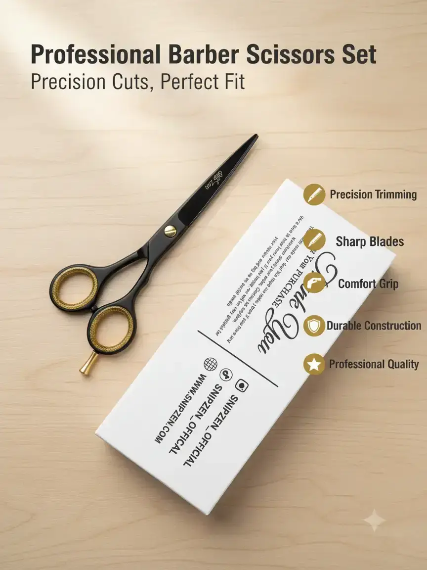 SNIPZEN Professional Barber Scissor-Set of Hair cutting and Thinnig Shears, Japanese J2 Steel Hair Cutting Shears with Ergonomic Handle for Barbers, Hairstylists & Salon Use Haircare Smooth Storage