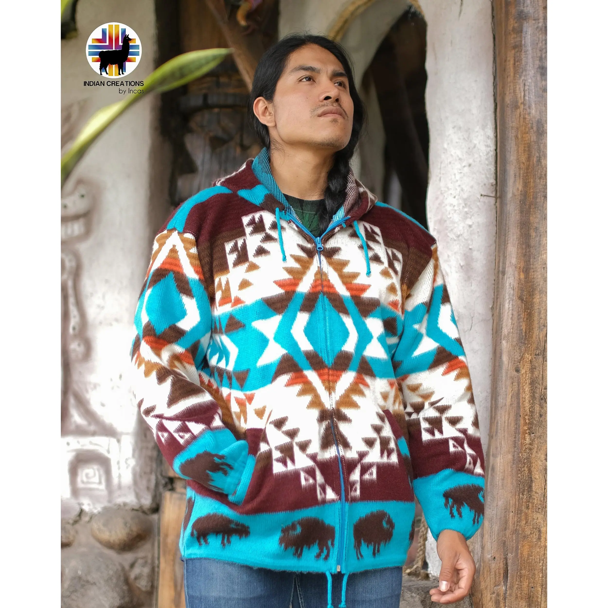 Aqua Buffalo Alpaca Jacket