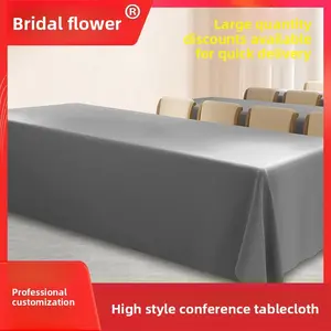 High-Style Hotel Conference Tablecloth Event Decoration Exhibition Rectangular Long Table Business Table Cover Gray Custom Tablecloth