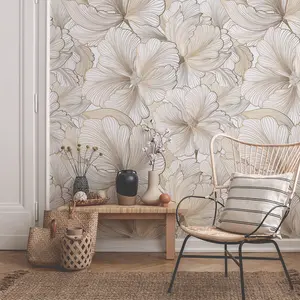 3pcs Self-Adhesive Waterproof Decorative Wallpaper, Removable Plant Floral Abstract Pattern, Bedroom Living Room Cabinet Door Decoration