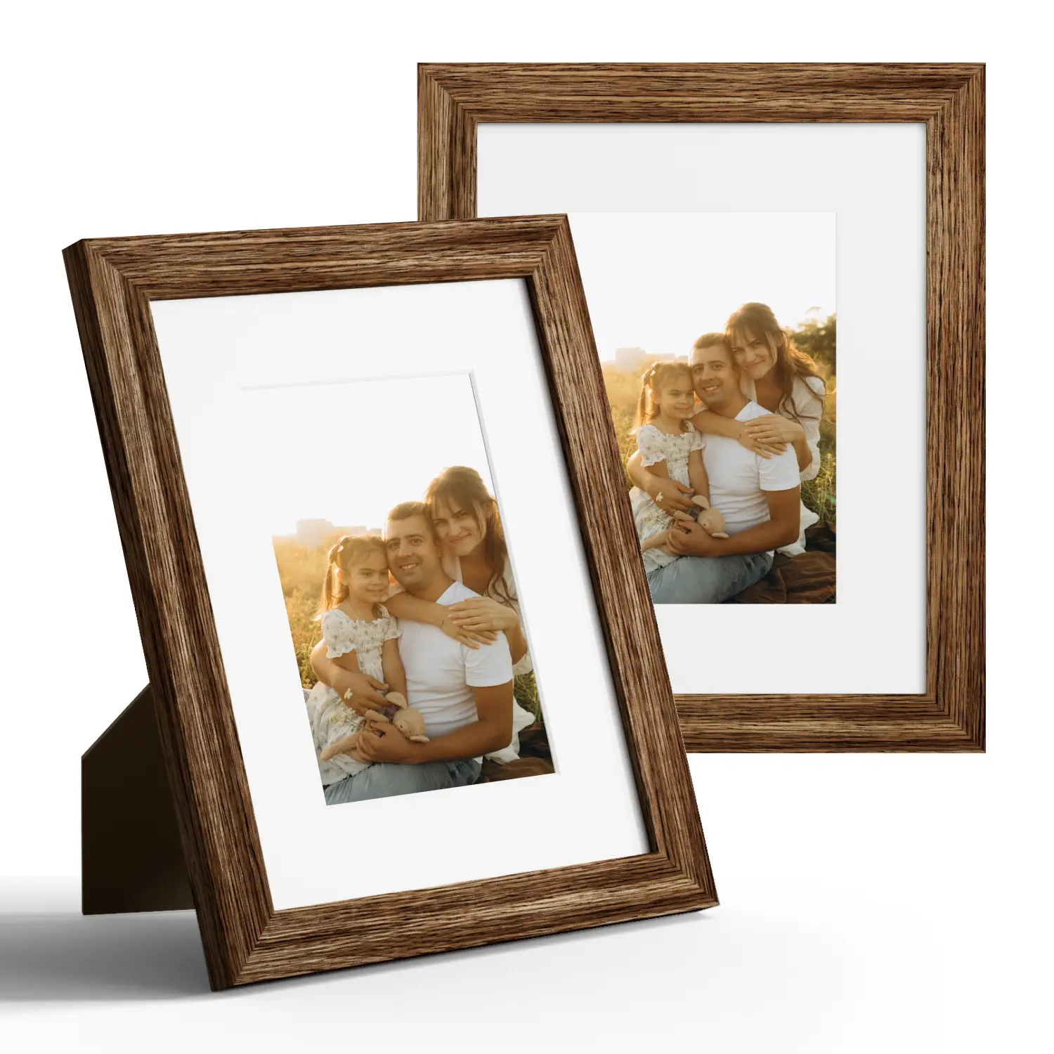 4x6/5x7/8x10/11x14Picture Frame Set of 2, Made of Real Glass and Distressed White Wooden Frame,- Display Picture 3.5x5/4x6/5x7/8x10,Without the photo mat,you can display a photo that is the same size as the outer diameter perfect for creating a photo wall