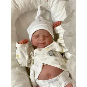 asleep reborn baby doll toy Lifelike Sleeping Newborn Baby 18" Full Body Vinyl Boy Waterproof Realistic Newborn Poseable Limbs And Feeding Toy Christmas Birthday Gifts