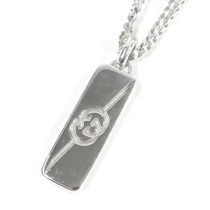 Pre-owned GUCCI Sterling Silver 925 (Ag925) Small Leather Goods Diagonal Interlocking G AG925 Necklace