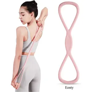 Eenty Figure 8 Resistance Bands for Women & Men – 15LB Silicone Pull Rope for Shoulder, Back & Arm Workout – Non-Slip Handles, Home Gym, Yoga & Physical Therapy – Toning, Posture Correction