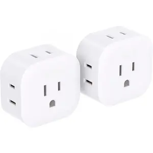 Multi Plug Outlet Extender 2 Pack, Wall Outlet Splitter with 5 Wall Outlets, Small Multiple Plug Extender, Cruise Essentials, Outlet Adapter No Surge Protector for Cruise Ship  Office Dorm Room