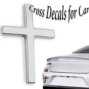 Metal Cross Decals for Cars, Car Emblem Badge Decals, 3D Self Adhesive Cross Stickers Car Accessories, Stickers for Cars Body
