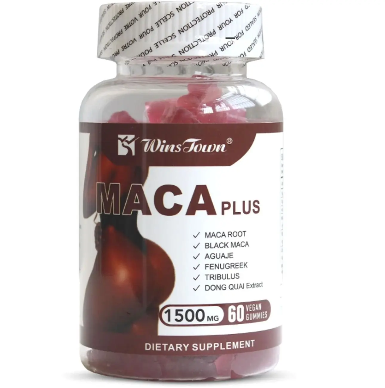 Maca Plus Gummies, 1500mg Big Booty Enhancer with Black Maca Root & Dong Quai Extract, 60 Count