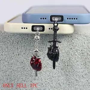 Skull Design Phone Dust Plug Pendant, 1 Piece Mobile Phone Dust Plug Pendant, Phone Accessories for iPhone & Android Phone Type-C Port, Mini Gadgets, Halloween, Phone Charm, Cell Phone Charm, Mobile Phone Accessory