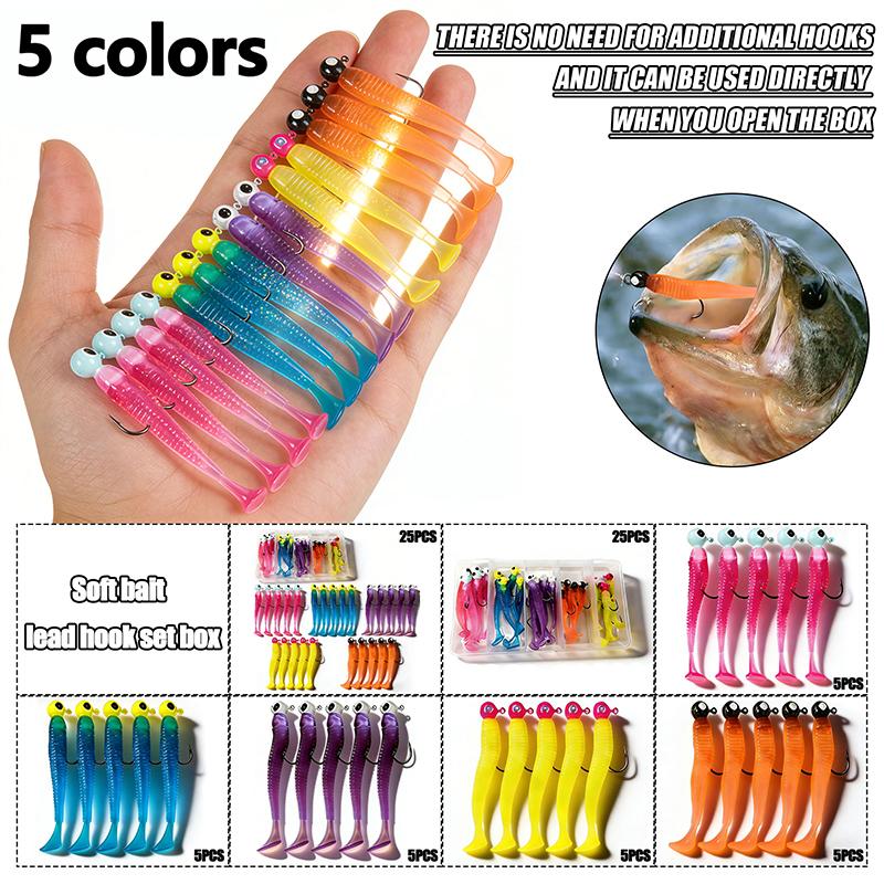 [TUODIAO] Colorful Threaded Tail Soft Baits Multi-Hue Lizard Design Flexible Tail Perfect for Shore Boat Fishing Great for Targeting Predatory Fish Assorted Colors Compact Storage Case