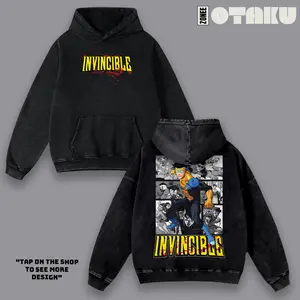 Invincible War Mark Grayson Comic Superhero Action Animation Y2K Aesthetic Double Printed Graphic Vintage Wash T-Shirt Unisex Bootleg Tee Hoodie Sweatshirt