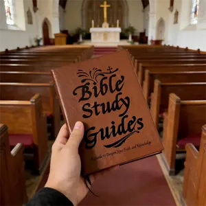 66-page Bible Study Guide, Daily Devotional Journal Strengthens Faith, Ideal for Personal Group Study and Prayer, Christian Gift (A5, PU Leather Cover), Leather Bible Notebook.