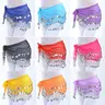Chiffon Belly Dance Hip Scarf with 128 Silver Coins for a Jingly Loud Sound, Egyptian Style Dance Garment for Women's Practice, 140cm x 26cm, Wrap, Rayon