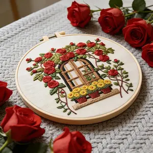 Embroidery Flower Stamped Pattern DIY Cross Stitch Kits Rose Sunflower Printed Canvas Artwork Sewing Supplies Home Decoration