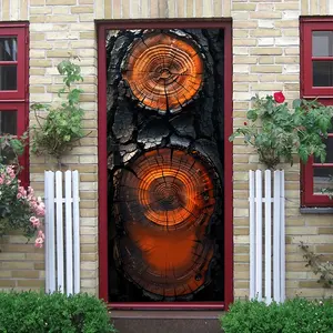 2pcs   Vintage Tree Stump Growth Ring Decorative Wall Stickers Self Adhesive Removable Waterproof PVC Art Mural Decals for Living Room Bedroom Kitchen Bathroom Home Office Modern Minimalist Wall Decor