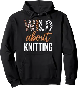 Wild About Knitting Pullover Hoodie - Elizabethtej Shop 76B0F69L7FTF