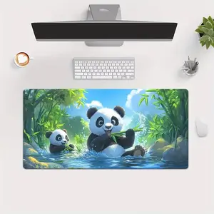 Large Rubber Gaming Mouse Pad, Panda Design Style, Ideal for Office and Game Settings, Christmas and Halloween Gift Choice