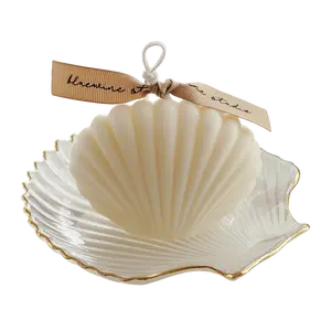 Seashell Candle & Clear Shell Tray Set