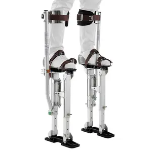 VEVOR Drywall Stilts, 16.1–24.1 in Adjustable Aluminum Painter Stilts, 228 lbs Load Capacity, Non-Slip Rubber Feet, Dual Spring Shock Absorption, Comfortable Leg Straps for Painting, Decoration,Silve