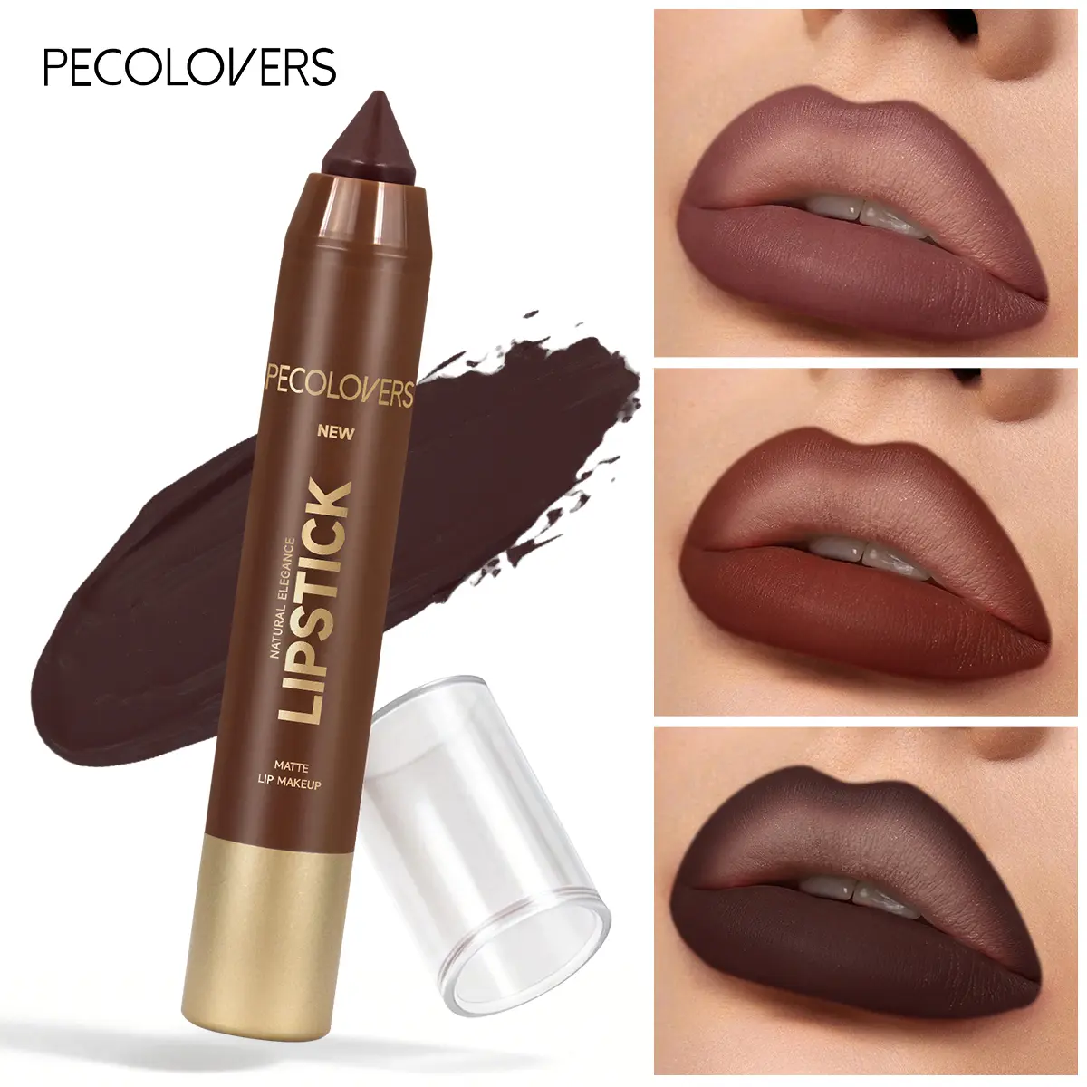 1 Pc Creamy Lipstick Pen, Moisturizing Hydrating Lip Crayon, Long-Wearing Lip Color For Daily Commute And Office, Nude Pink And Chestnut Brown And Rose Mauve, Lip Makeup Cosmetic