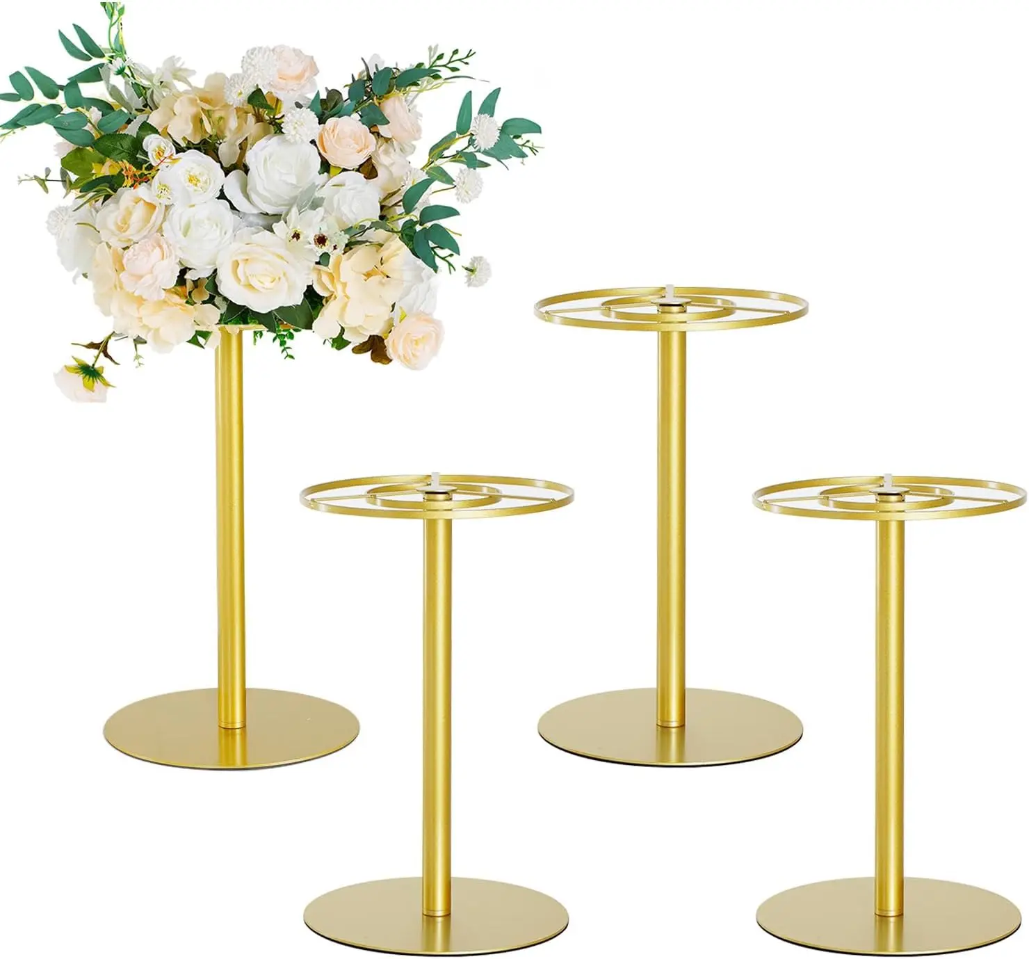 VINCIDERN Gold Metal Flower Stand Vase,Wedding Floral Stand Wedding Centerpiece for Tables,Birthday Party, Event, Wedding Decorations