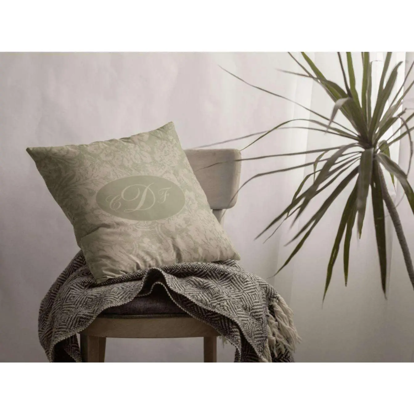 Sage and Gold Monogrammed Throw Pillows, Available in 3 sizes