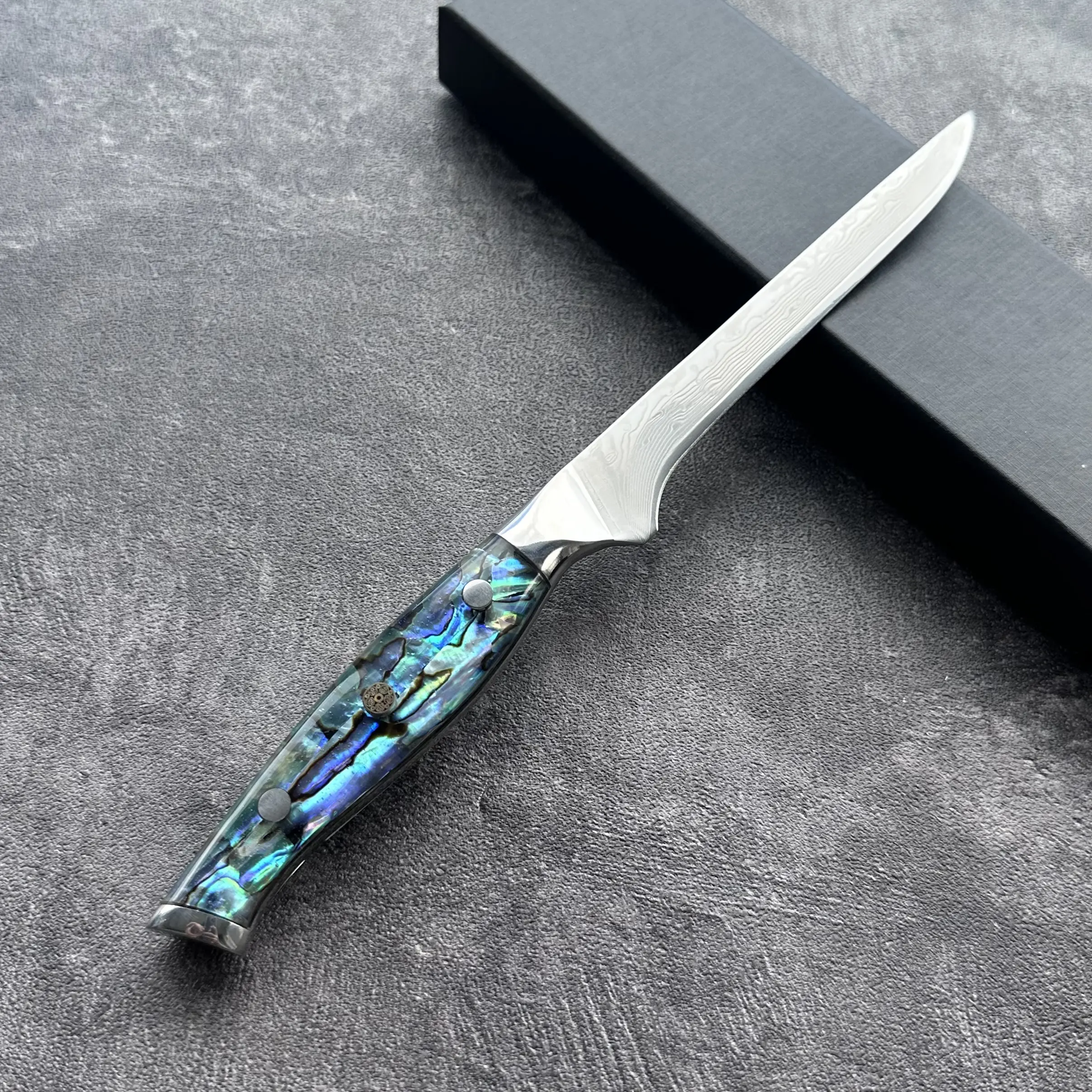 Tonggang 6.5" Fishing Knife Bone Fillet Knives Meat Poultry 10Cr15CoMoV Handmade Forged Kitchen Knife With Abalone Shell Handle, 10Cr15comov Steel Kitchenware Cutting Cooking knives kitchen set