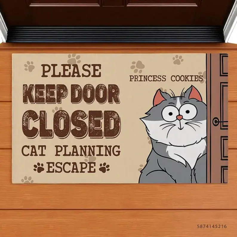 Custom Cat Breed Anti-Slip Door Mat - Polyester 1-Piece Multi-Size Door Protection Home Supply, Housewarming Gift for Pet Lovers