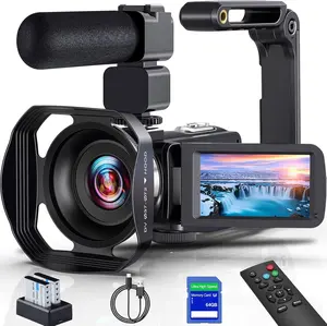 8K Video Camera Camcorder 64MP YouTube Vlogging Cameras IR Night Vision WiFi Webcam Camcorders with 18X Digital Zoom 3.0”Touch Screen Stabilizer, Mic, 64G SD Card, Remote Control and 2 Batteries