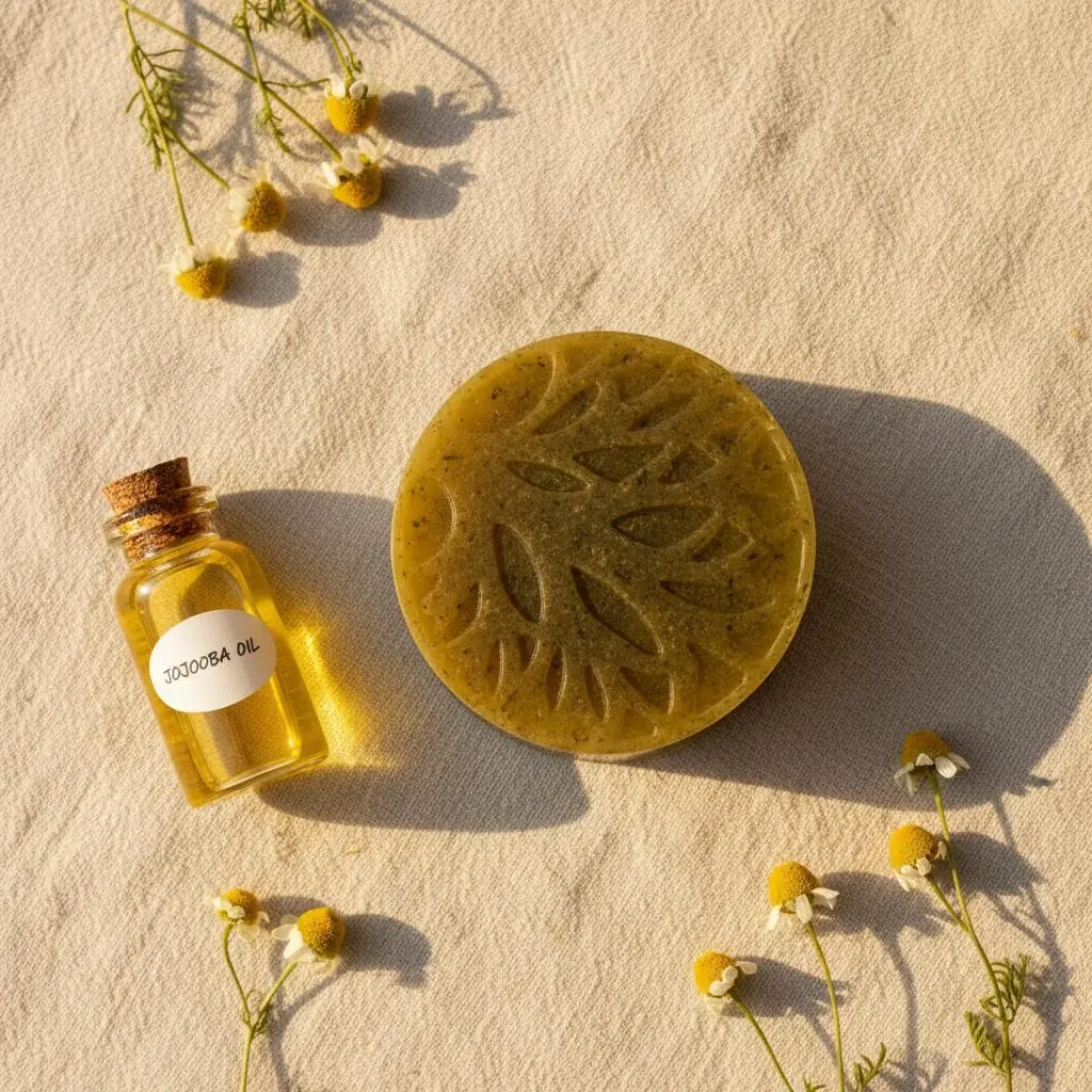 chamomile Handmade Soap Bar - Gentle Moisturizing Glycerin Soap with Chamomile  &  Jojoba Antioxidant Protection Lightweight