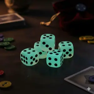 Glow in The Dark Dice Set: High Brightness Glowing Six Sided Dice with Safe Rounded Corners, Waterproof & Durable, Perfect for Tabletop Games, Party Nights, Pub Entertainment and Family Fun.