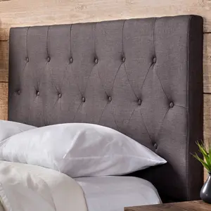 24/7 Shop At Home Barner Modern Gray Fabric Upholstered Tufted Full/Queen Headboard for Bedroom, Guest Room Bed