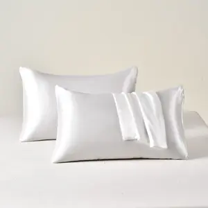 Mulberry Satin Silk Pillowcase,Ultra Smooth and Soft Breathable Cooling Silk Silk Pillowcase,Wrinkle-Free, Smooth and Cooling Pillow Covers Better for Hair and Skin, Gifts for Women Men(Pillow insert not included)