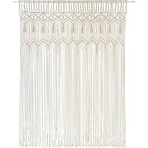 Macrame Curtain Large Boho Woven Wall Hanging Window Curtains Handmade Bohemian Decor for Window Doorway Closet Wedding Backdrop Arch Bedroom Living Room Apartment, 51''Wide x 70''Long