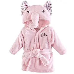 Personalized Plush Baby Bathrobe -Floral Elephant