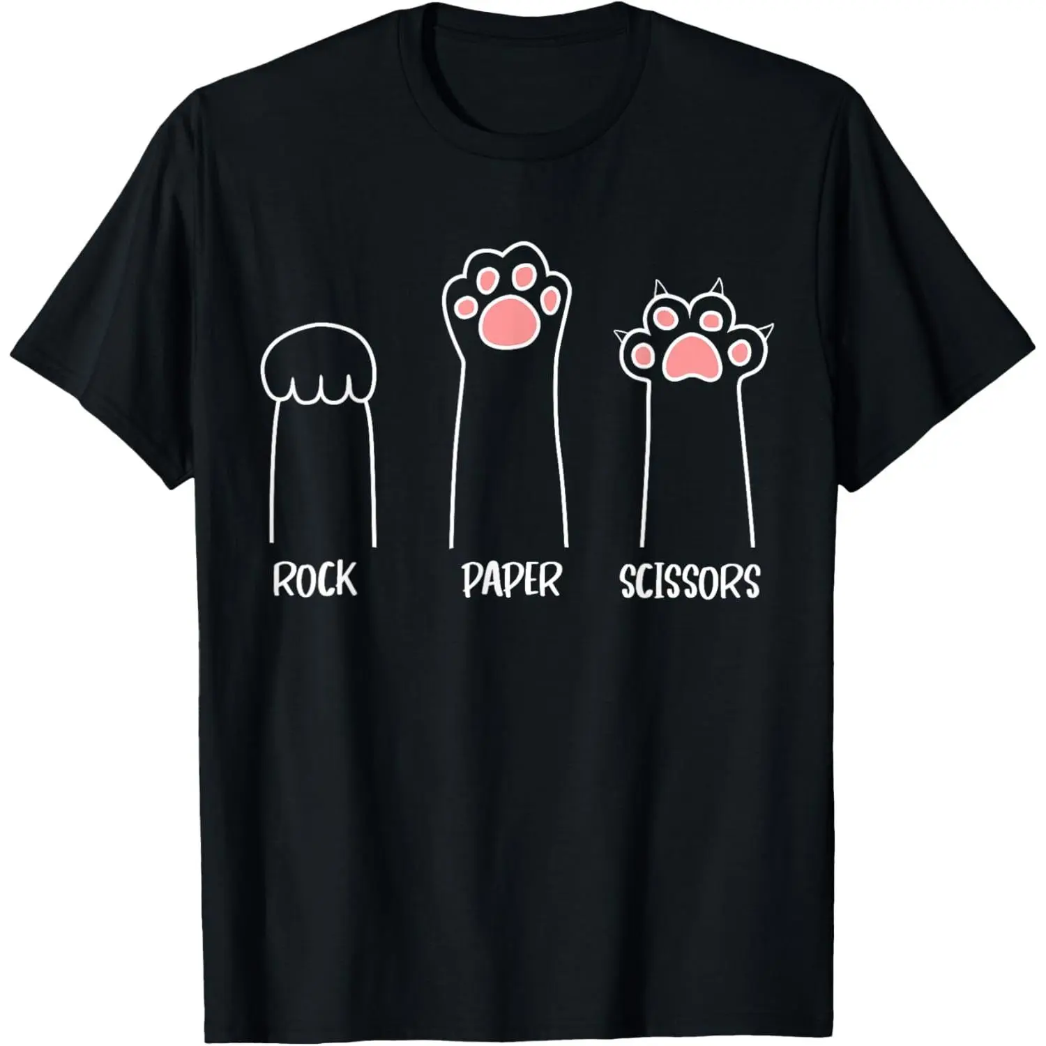 Introvert Cat Animal Rescue Pet Lover Apparel Rock Paper Scissors Hand Game Cute Paw Funny Cat T-Shirt