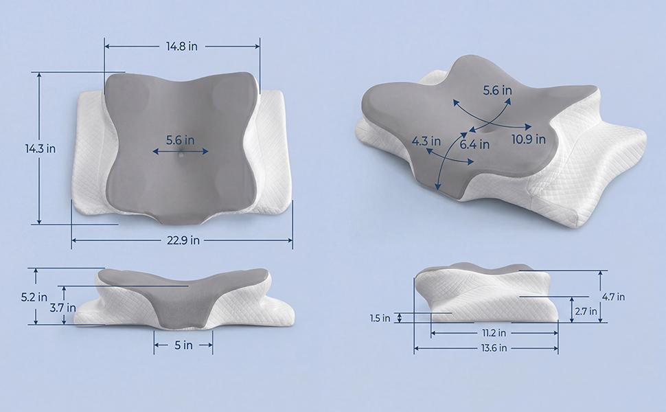 Cooling Contoured Neck Pillow | Ergonomic Memory Foam with Armrest for Deep Sleep & All Positions