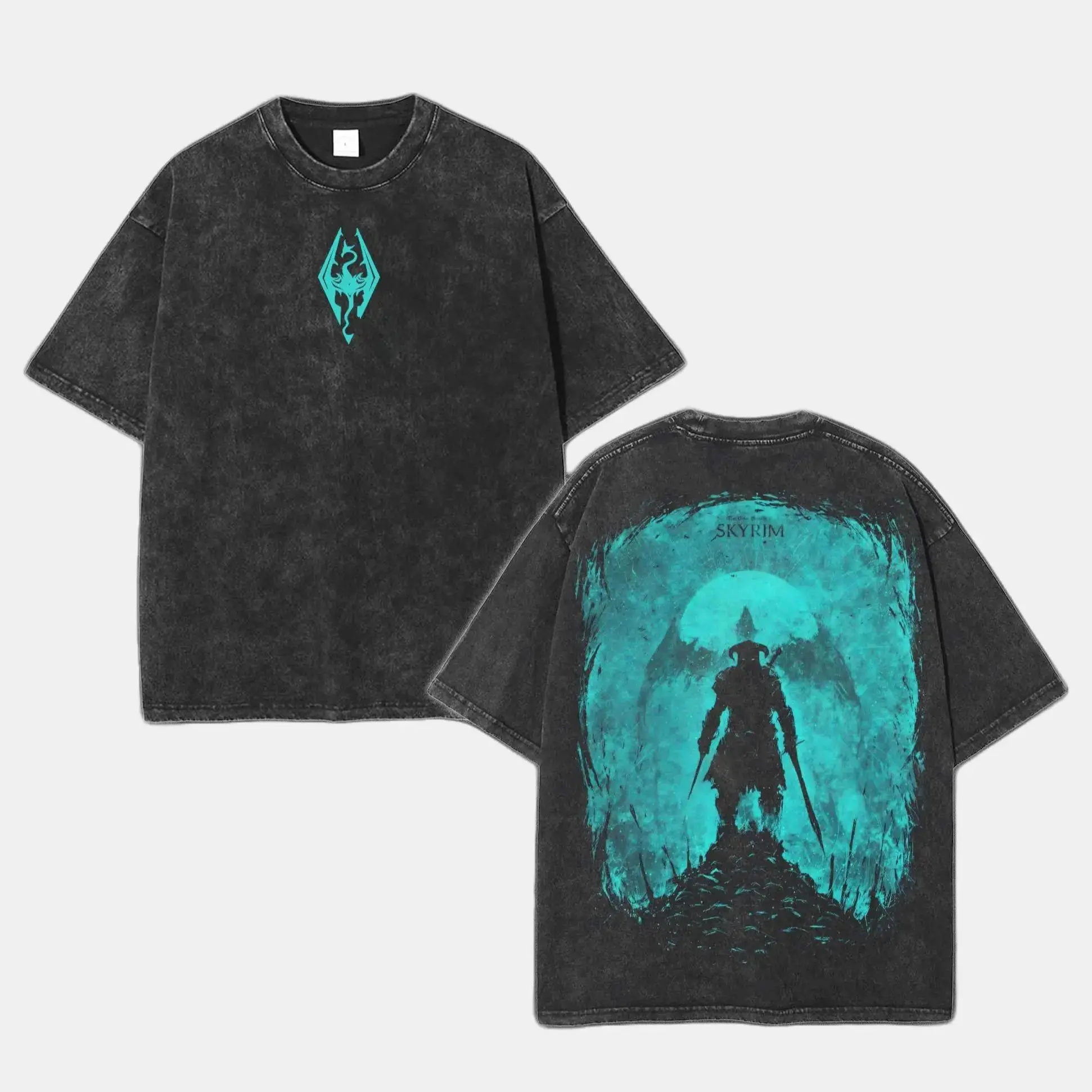 Skyrim Elder Scrolls Oblivion Vintage Washed Tee Unisex Heavyweight T-shirt for Game Fans, Graphic Tees, Casual Outfits, Men Gifts, Clothes Fabric Menswear Oversized