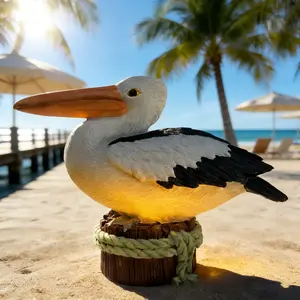 Pelican Shaped Decorative Ornament, Island Vacation Style Home Decoration, Holiday Gift, Detailed Beach Texture, Poolside Lounge