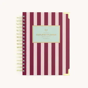 2026-2027 Spiral Daily Simplified Planner - Berry Stripe