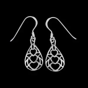 Stacked Hearts Teardrop Dangle Earrings