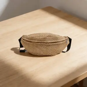 Beach Vacation Fashion Chest Bag Adjustable Strap Woven Handbag Crossbody Waist Pouch Belt Bag for Women Men  Zippered Fanny Pack for Phone Wallet and More