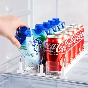1PC  heavy-duty refrigerator beverage organizer - automatic push rail canned dispenser, adjustable width partition, space saving design, easy to assemble, suitable for kitchens, offices, parties