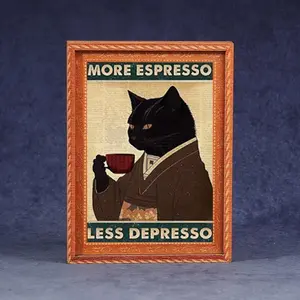 1pc Retro Black Cat Drinking Coffee Fridge Magnet, American-style Fridge Magnet Decor, Retro Magnetic Sticker, Suitable for Fridge Decor, Kitchen, Home Decoration Accessories, Decorative Gifts For Family and Friends, Kitty, Refrigerator Decor Magnet