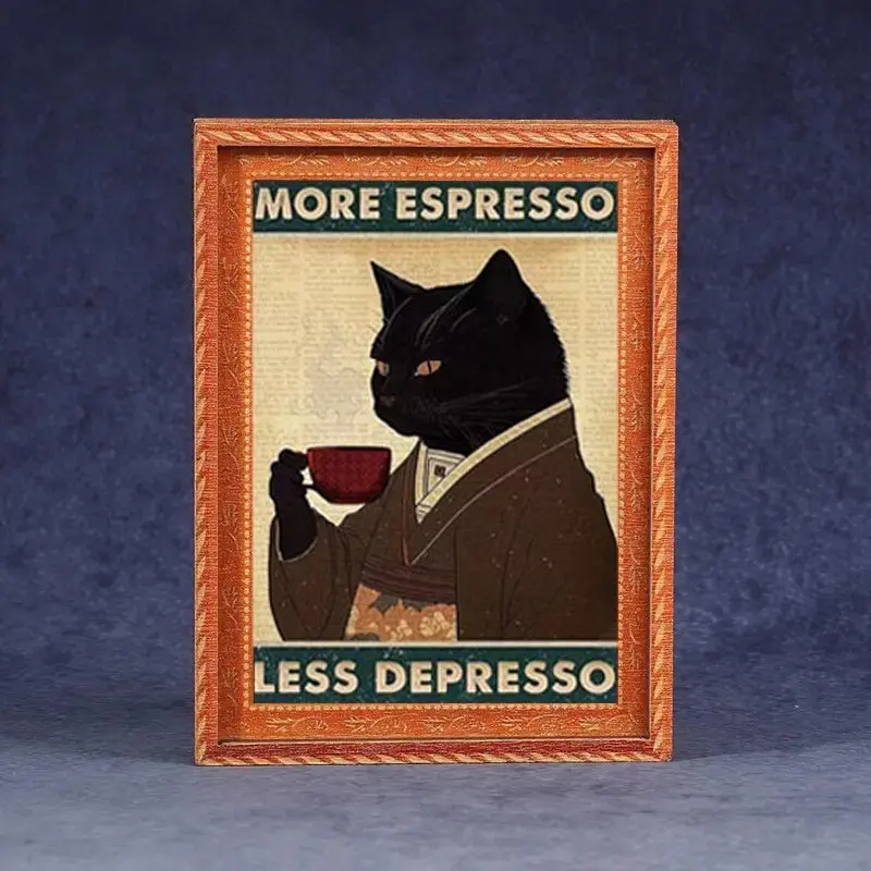 1pc Retro Black Cat Drinking Coffee Fridge Magnet, American-style Fridge Magnet Decor, Retro Magnetic Sticker, Suitable for Fridge Decor, Kitchen, Home Decoration Accessories, Decorative Gifts For Family and Friends, Kitty, Refrigerator Decor Magnet