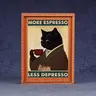 1pc Retro Black Cat Drinking Coffee Fridge Magnet, American-style Fridge Magnet Decor, Retro Magnetic Sticker, Suitable for Fridge Decor, Kitchen, Home Decoration Accessories, Decorative Gifts For Family and Friends, Kitty, Magnetic Item