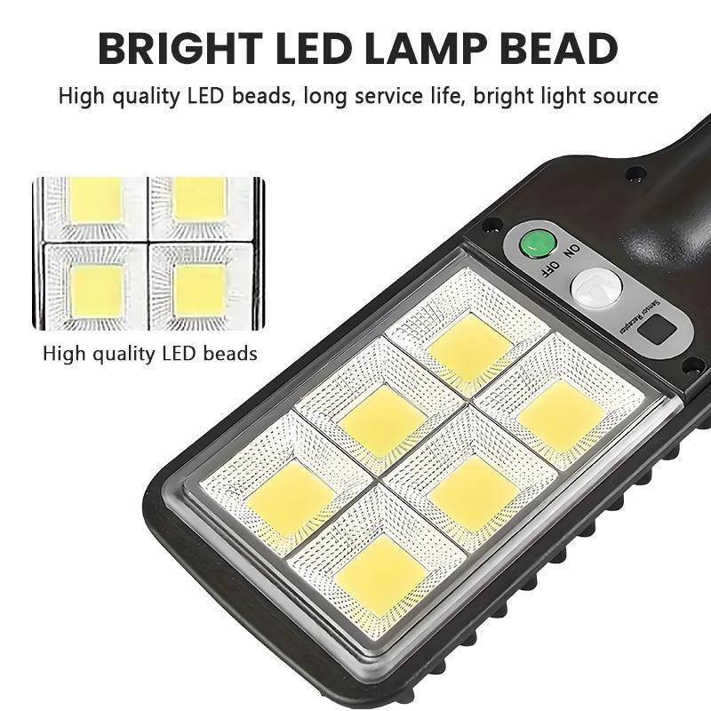 Led Solar Street Lights Outdoor, 4 Pack 120 Led Remote Control Wireless Ip65 Motion Sensor Security Wall Light with 3 Modes for Garden, Street, Deck, Yard, Garage, Patio