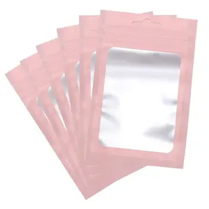 10pcsPink Resealable Mylar Ziplock Foil Bag with Clear Window,Metallic Mylar Pouch for Food Storage,Gift Packaging,Reclosable Pouch,Waterproof Zipper Bag,Surprise Gift Box,Food Self Sealing Storage,Jewelry Display,Gift Packaging,Waterproof Zipper Pouch