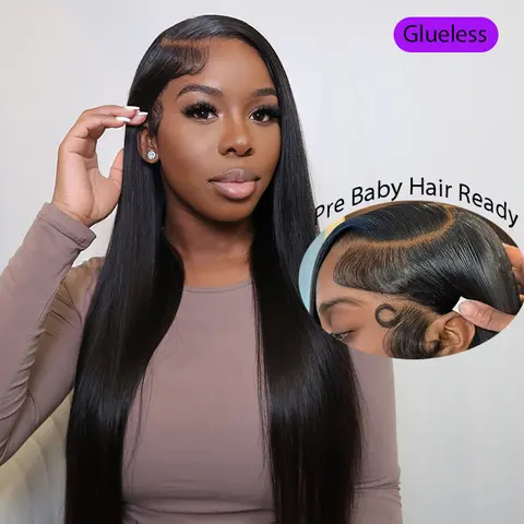 [Live]Luvme All Day Comfort Wig Glueless 7x6 Closure Pre Plucked Pre Bleached Pre Cut Melted Lace 180% Density Silky Straight Ready To Go-Come with Side Part