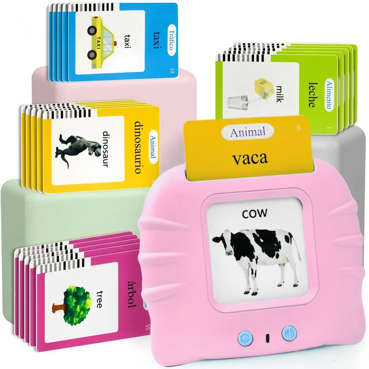 Spanish & English Talking Flash Cards for Kids 1-8 Pocket Speech Therapy Toys with 224 Words Montessori Language Learning Toys for Autism Sensory Learning Halloween Gift Educational Birthday Toy